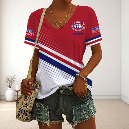 LIMITED EDITION - NEW CUSTOMIZED NHL11 MCD MONTREAL CANADIENS V-NECK FEMALE SHIRT