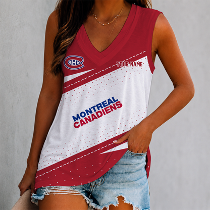 FINAL SALE - NEW CUSTOMIZED NHL11 MCD MONTREAL CANADIENS WOMEN'S V-NECK TANK TOP