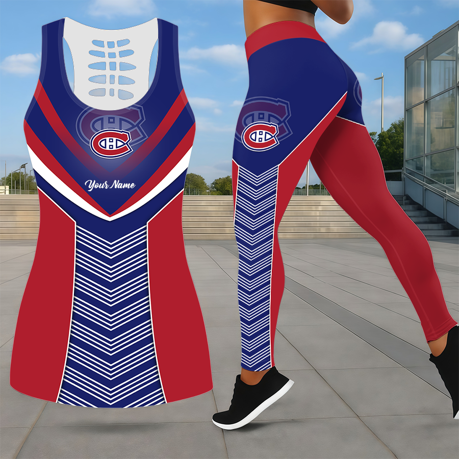 SPECIAL EDITION - NEW CUSTOMIZED NHL11 MCD MONTREAL CANADIENS LEGGINGS & HOLLOW TANK TOP SET