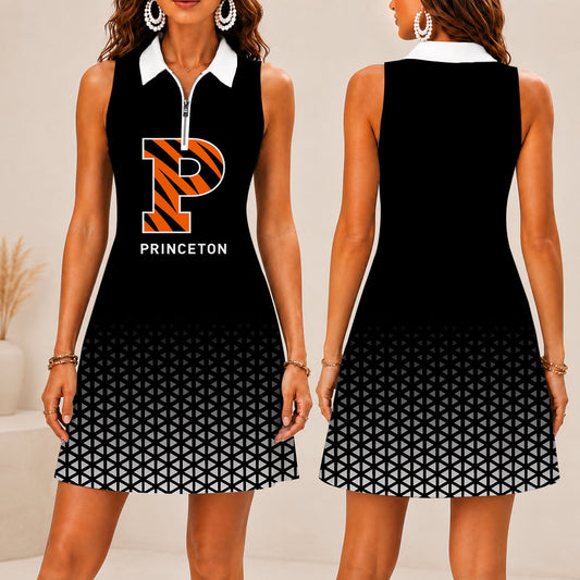LIMITED EDITION - NEW CUSTOMIZED NCAA CFH11 PRT PRINCETON TIGERS WOMEN'S ZIP SLEEVELESS POLO DRESS