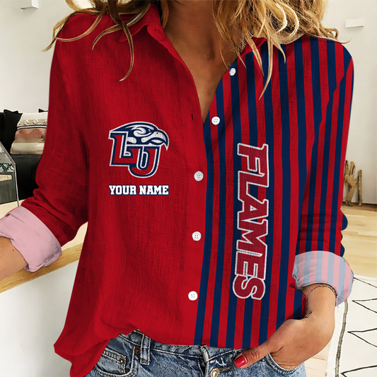 VIRAL EDITION - NEW CUSTOMIZED NCAA CFH12 LIF LIBERTY FLAMES WOMEN CASUAL SHIRT FOR FAN