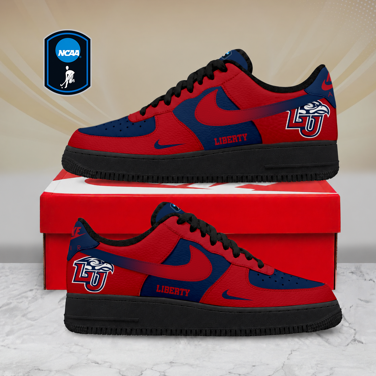 FINAL SALE - NEW CUSTOMIZED NCAA CFH12 LIF LIBERTY FLAMES AF1 SHOES