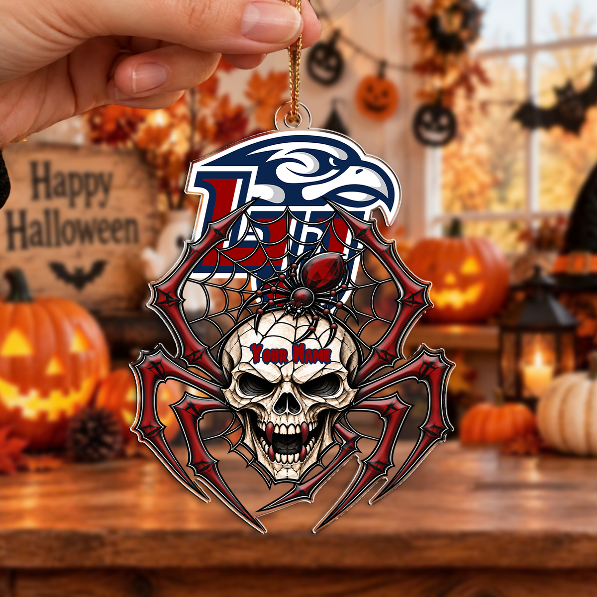 ACTIVE OFFER - NEW CUSTOMIZED NCAA CFH12 LIF LIBERTY FLAMES HALLOWEEN ACRYLIC ORNAMENT