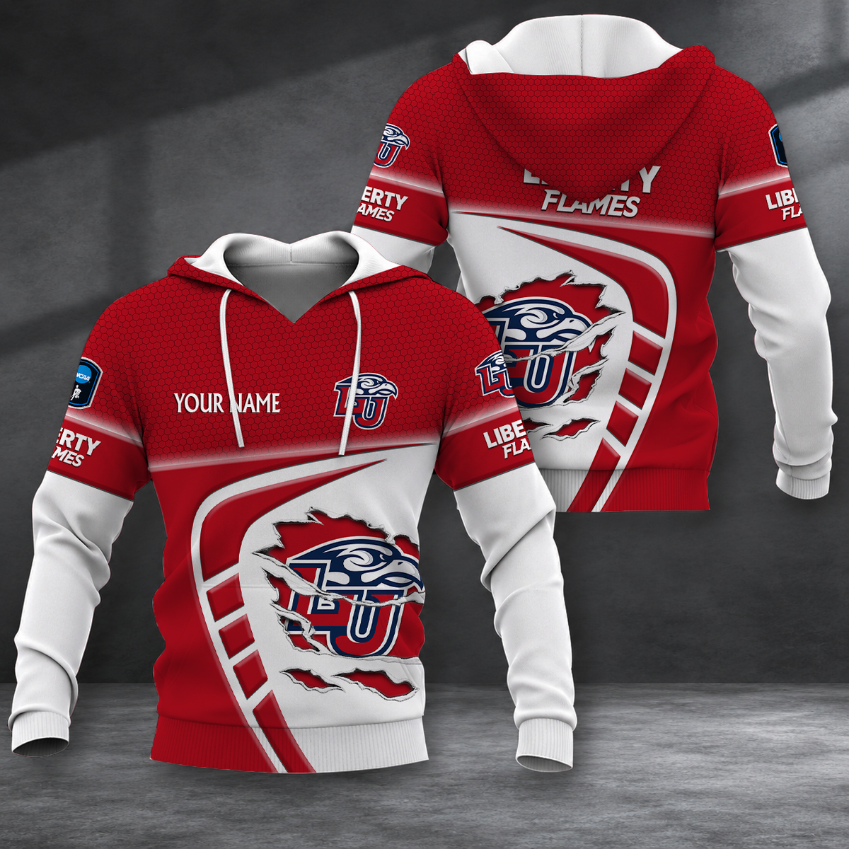 LIMITED EDITION - NEW CUSTOMIZED NCAA CFH12 LIF LIBERTY FLAMES HOODIE, ZIP HOODIE, T-SHIRT, POLO SHIRT, ZIP POLO SHIRT & SWEATSHIRT