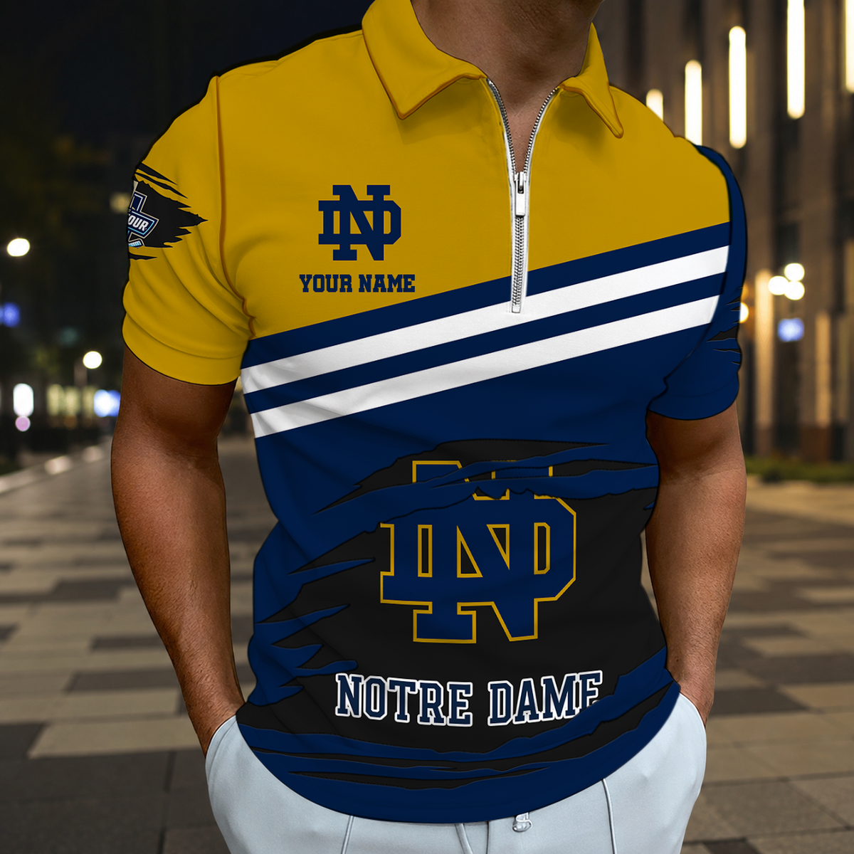 LIMITED DROP - NEW CUSTOMIZED NCAA MFF12 NFI NOTRE DAME FIGHTING IRISH POLO SHIRT, ZIP POLO SHIRT & T-SHIRTS