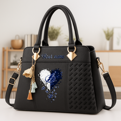 LIMITED EDITION - NEW CUSTOMIZED NHL12 TPL TAMPA BAY LIGHTNING ZIP HANDBAG MULTICOLOR