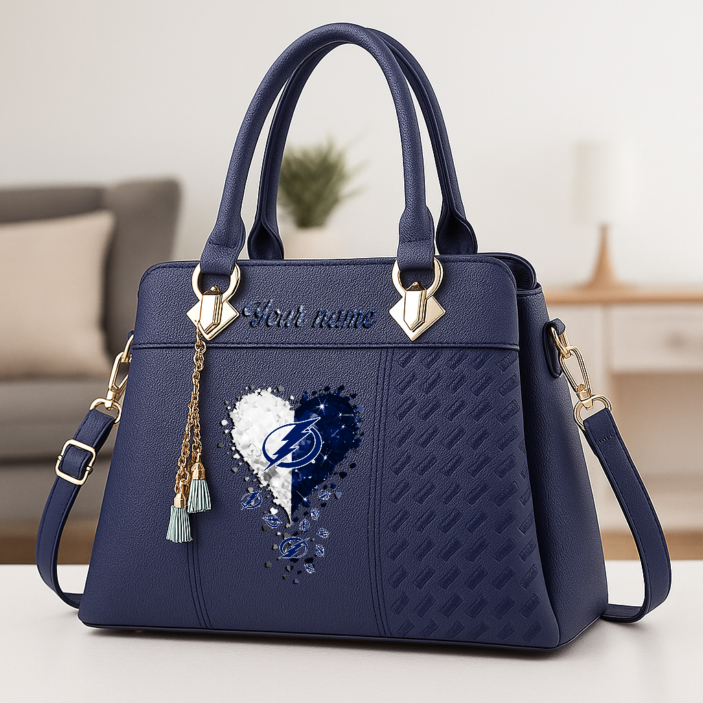 LIMITED EDITION - NEW CUSTOMIZED NHL12 TPL TAMPA BAY LIGHTNING ZIP HANDBAG MULTICOLOR
