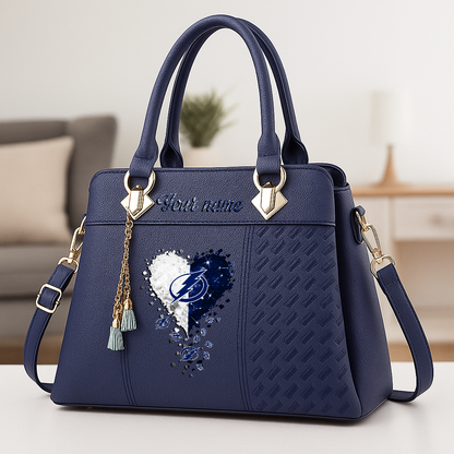 LIMITED EDITION - NEW CUSTOMIZED NHL12 TPL TAMPA BAY LIGHTNING ZIP HANDBAG MULTICOLOR