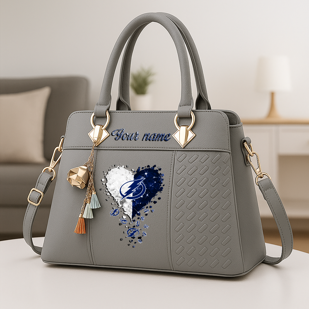 LIMITED EDITION - NEW CUSTOMIZED NHL12 TPL TAMPA BAY LIGHTNING ZIP HANDBAG MULTICOLOR