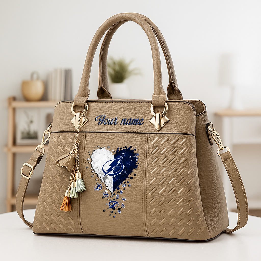 LIMITED EDITION - NEW CUSTOMIZED NHL12 TPL TAMPA BAY LIGHTNING ZIP HANDBAG MULTICOLOR