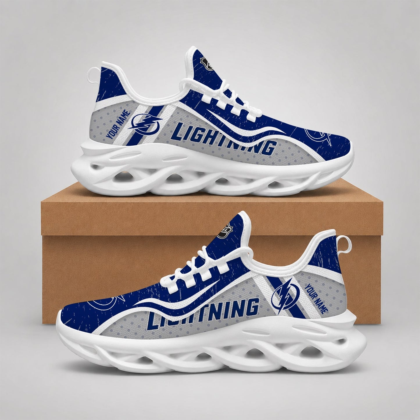 LIMITED EDITION - NEW CUSTOMIZED NHL12 TPL TAMPA BAY LIGHTNING CLUNKY SNEAKERS
