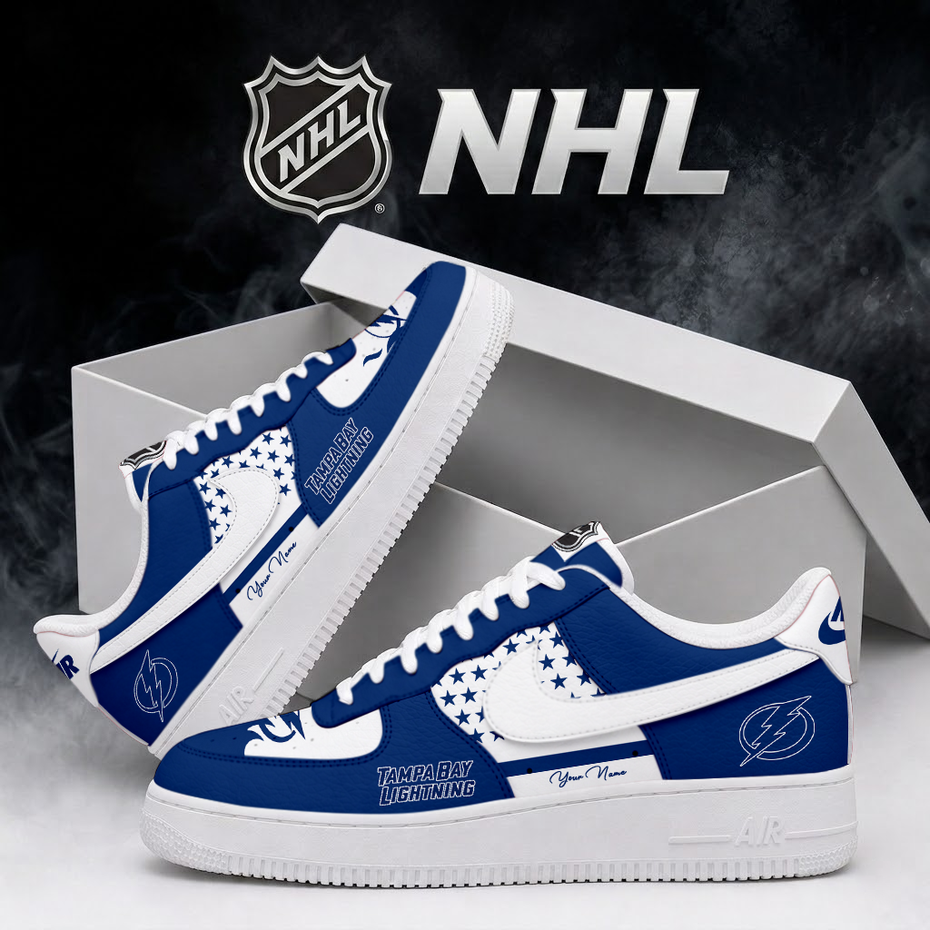 LIMITED EDITION - NEW CUSTOMIZED NHL12 TPL TAMPA BAY LIGHTNING AF1 SHOES