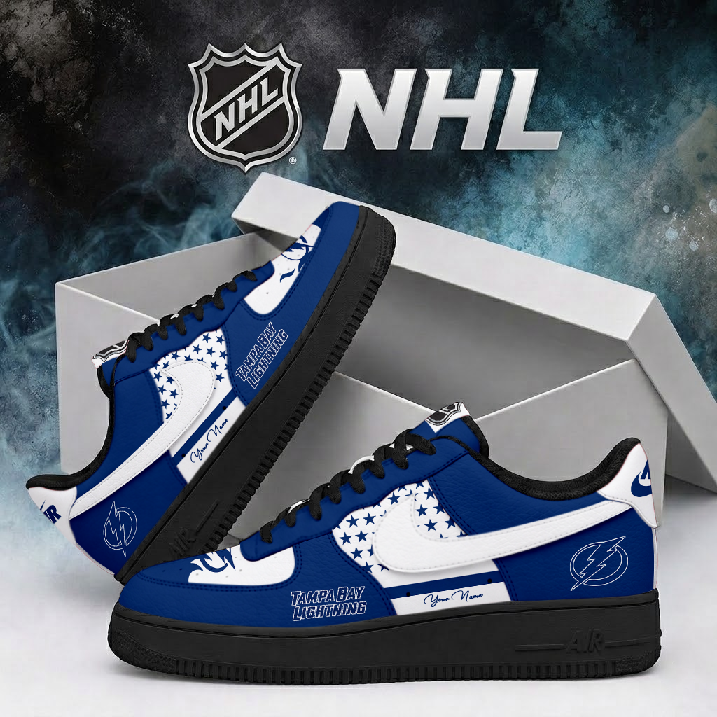 LIMITED EDITION - NEW CUSTOMIZED NHL12 TPL TAMPA BAY LIGHTNING AF1 SHOES