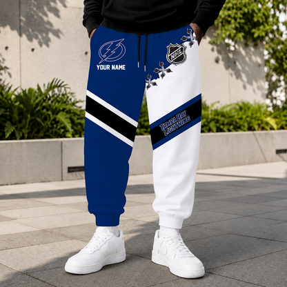 HOT DEAL - NEW CUSTOMIZED NHL12 TPL TAMPA BAY LIGHTNING SWEATPANTS