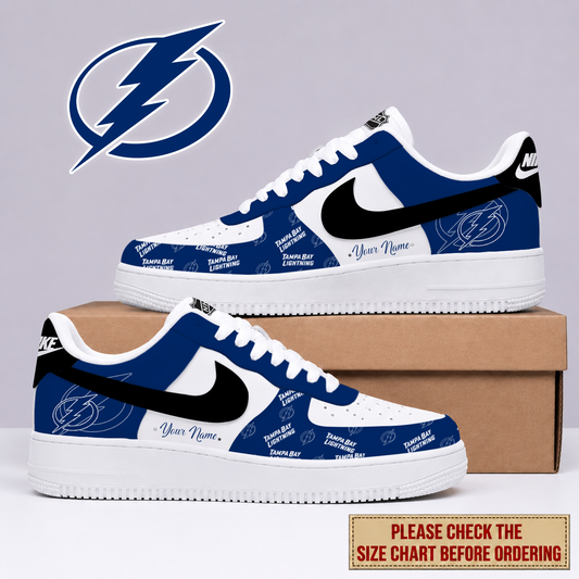 FINAL SALE - NEW CUSTOMIZED NHL12 TPL TAMPA BAY LIGHTNING AF1 SHOES