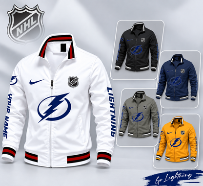 FLASH SALE - NEW CUSTOMIZED NHL12 TPL TAMPA BAY LIGHTNING MULTICOLOR MEN'S CASUAL JACKET