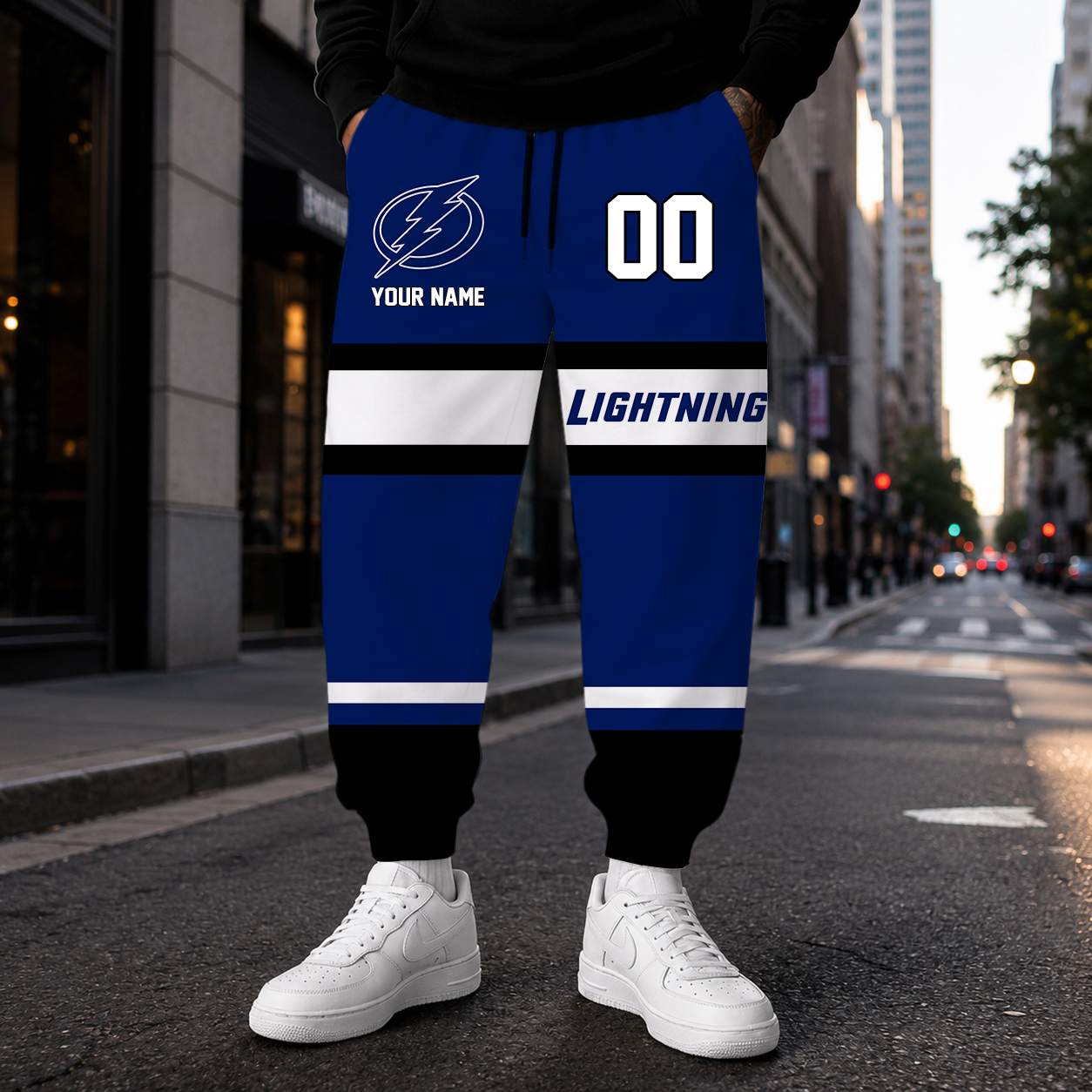 HOT DEAL - NEW CUSTOMIZED NHL12 TPL TAMPA BAY LIGHTNING SWEATPANTS