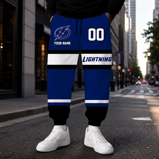 HOT DEAL - NEW CUSTOMIZED NHL12 TPL TAMPA BAY LIGHTNING SWEATPANTS
