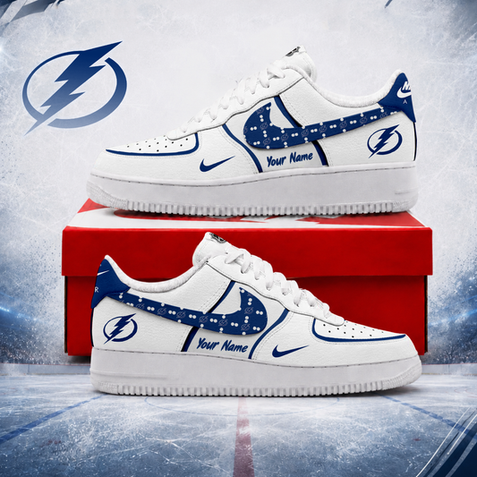 LIMITED EDITION - NEW CUSTOMIZED NHL12 TPL TAMPA BAY LIGHTNING AF1 SHOES