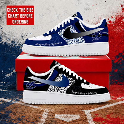 LIMITED EDITION - NEW CUSTOMIZED NHL12 TPL TAMPA BAY LIGHTNING AF1 SHOES
