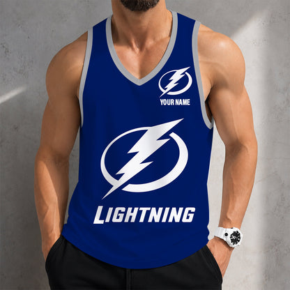 VIRAL EDITION - NEW CUSTOMIZED NHL12 TPL TAMPA BAY LIGHTNING MEN'S TANK TOP