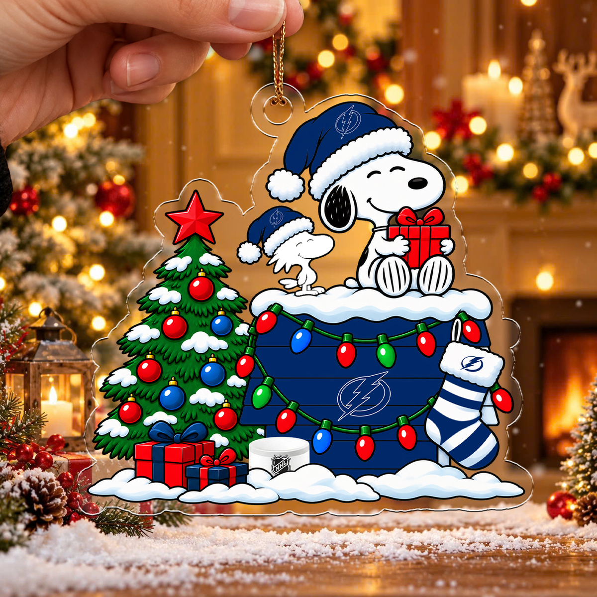 LIMITED DROP - NEW CUSTOMIZED NHL12 TPL TAMPA BAY LIGHTNING CHRISTMAS ACRYLIC ORNAMENT