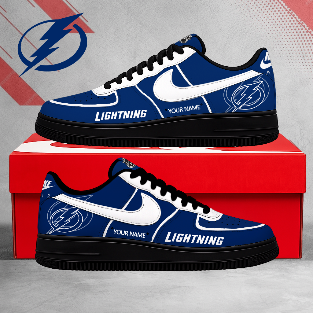 FLASH SALE - NEW CUSTOMIZED NHL12 TPL TAMPA BAY LIGHTNING AF1 SHOES