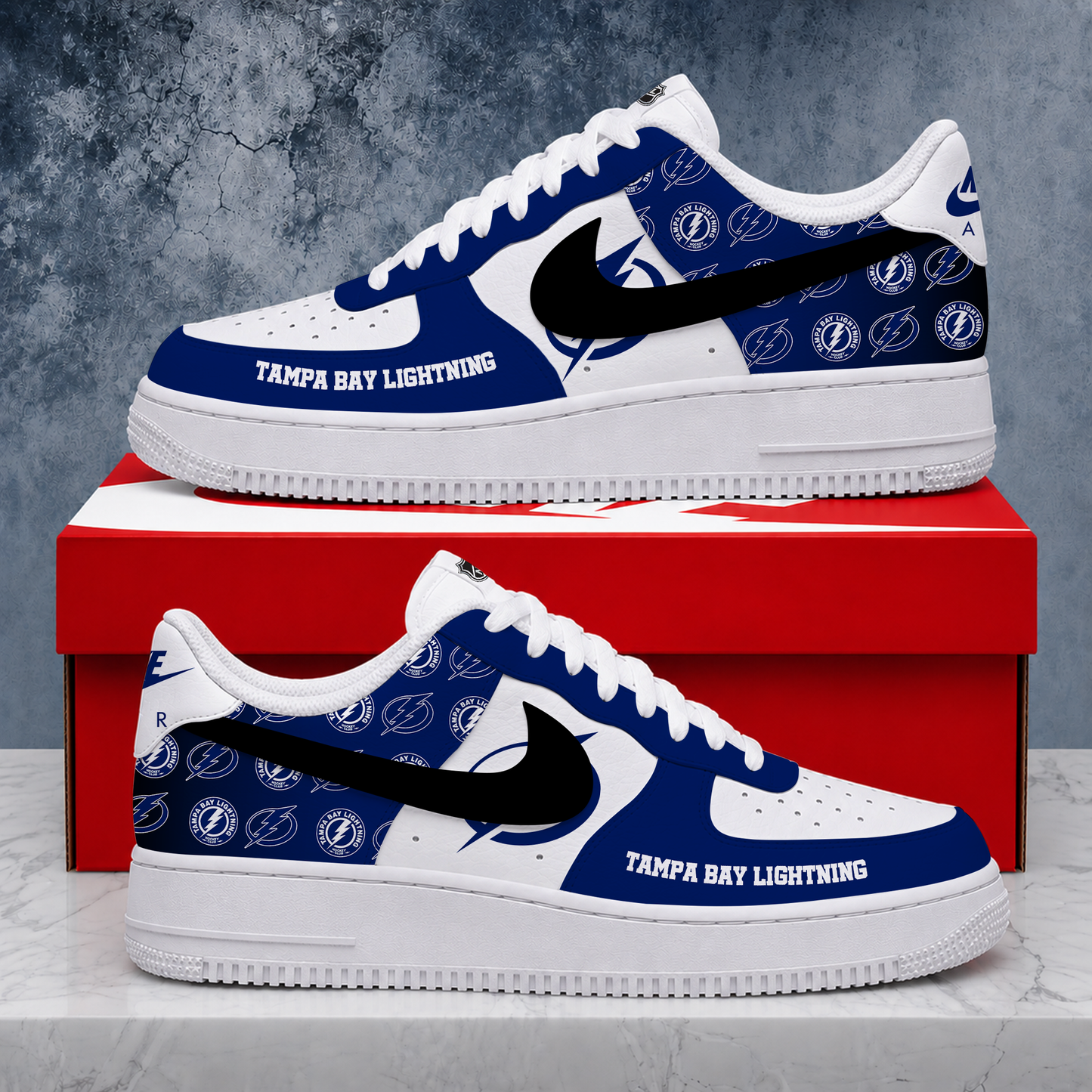 FINAL SALE - NEW CUSTOMIZED NHL12 TPL TAMPA BAY LIGHTNING AF1 SHOES