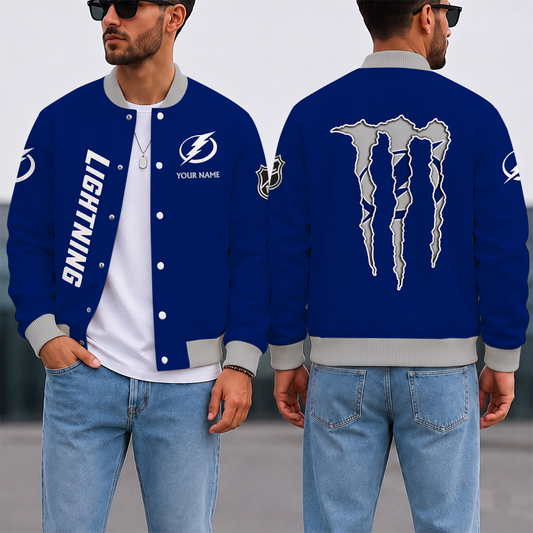 LIMITED EDITION - NEW CUSTOMIZED NHL12 TPL TAMPA BAY LIGHTNING SATIN VARSITY JACKET & BASEBALL JACKET