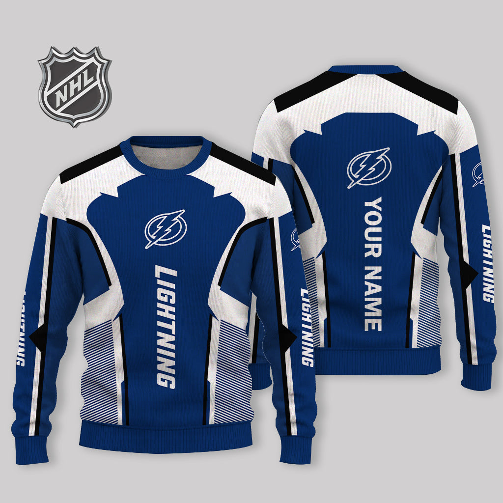 FINAL SALE - NEW CUSTOMIZED NHL12 TPL TAMPA BAY LIGHTNING UGLY SWEATER