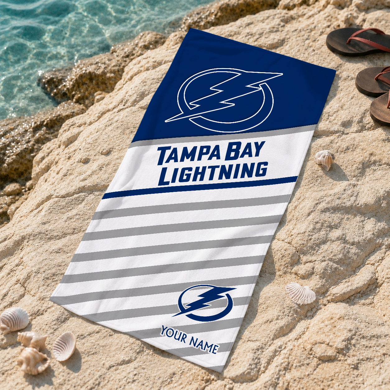 FINAL SALE - NEW CUSTOMIZED NHL12 TPL TAMPA BAY LIGHTNING BEACH TOWEL