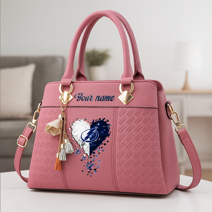 LIMITED EDITION - NEW CUSTOMIZED NHL12 TPL TAMPA BAY LIGHTNING ZIP HANDBAG MULTICOLOR