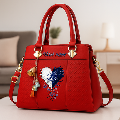 LIMITED EDITION - NEW CUSTOMIZED NHL12 TPL TAMPA BAY LIGHTNING ZIP HANDBAG MULTICOLOR