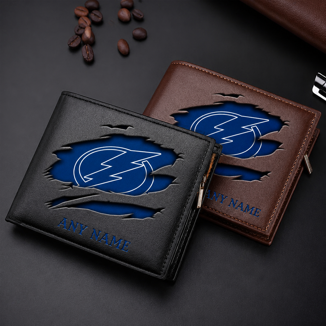 FINAL SALE - NEW CUSTOMIZED NHL12 TPL TAMPA BAY LIGHTNING LEATHER WALLET