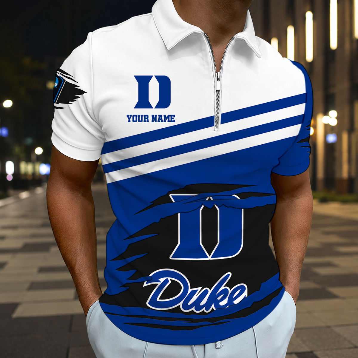 HOT DEAL - NEW CUSTOMIZED NCAA CFH13 DLD DUKE BLUE DEVILS POLO SHIRT, ZIP POLO SHIRT & T-SHIRTS