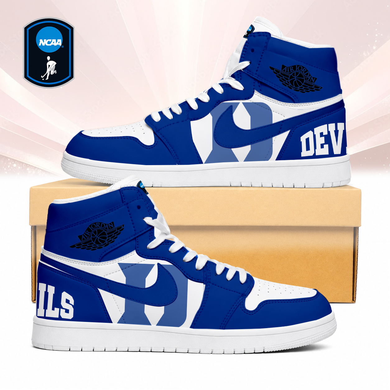 SPECIAL EDITION - NEW CUSTOMIZED NCAA CFH13 DLD DUKE BLUE DEVILS AIR JORDAN SNEAKERS