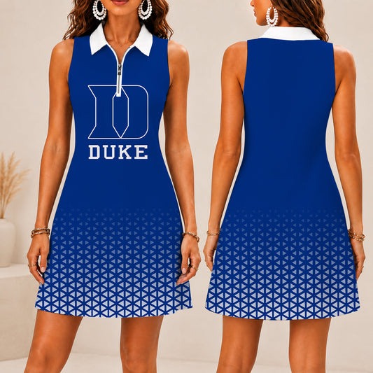 LIMITED EDITION - NEW CUSTOMIZED NCAA CFH13 DLD DUKE BLUE DEVILS WOMEN'S ZIP SLEEVELESS POLO DRESS