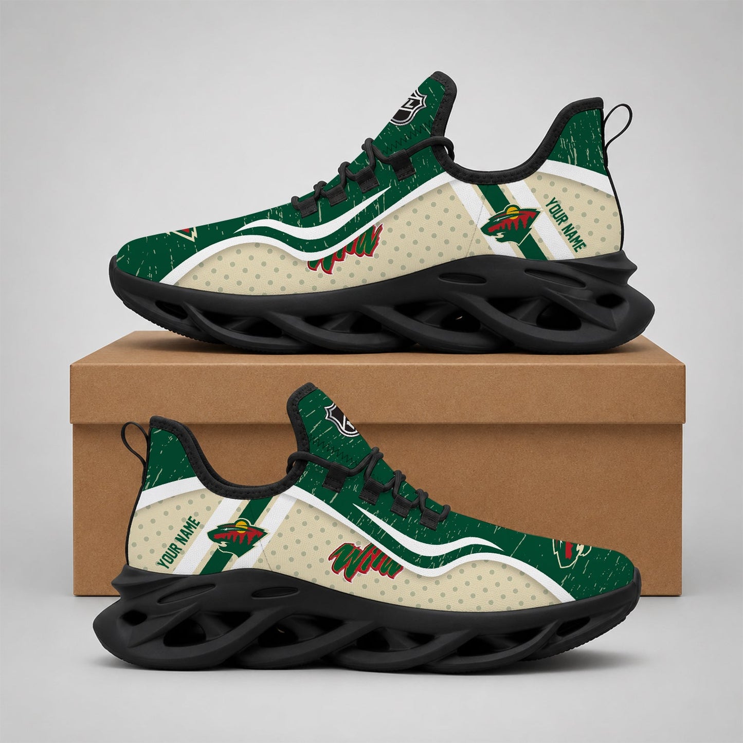 LIMITED EDITION - NEW CUSTOMIZED NHL13 MNW MINNESOTA WILD CLUNKY SNEAKERS