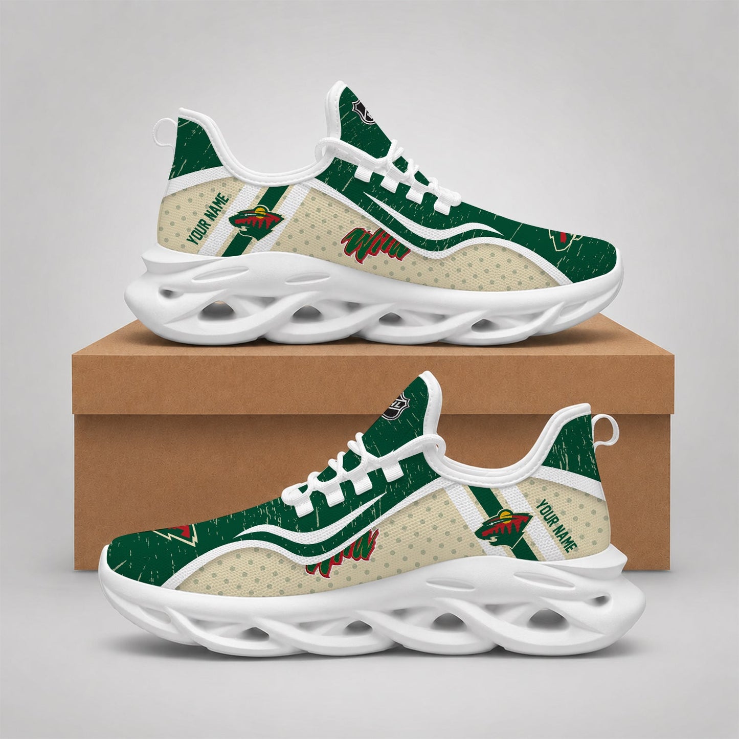 LIMITED EDITION - NEW CUSTOMIZED NHL13 MNW MINNESOTA WILD CLUNKY SNEAKERS