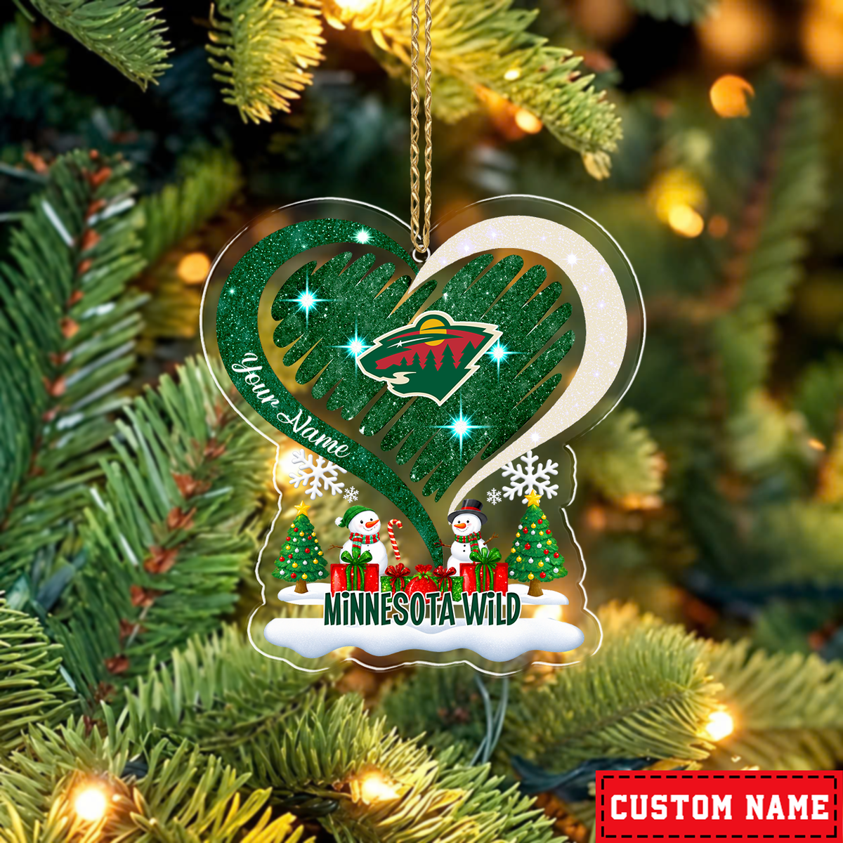 FINAL SALE - NEW CUSTOMIZED NHL13 MNW MINNESOTA WILD CHRISTMAS ACRYLIC ORNAMENT