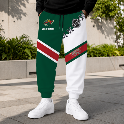 HOT DEAL - NEW CUSTOMIZED NHL13 MNW MINNESOTA WILD SWEATPANTS