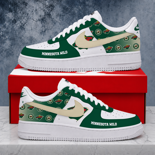 FINAL SALE - NEW CUSTOMIZED NHL13 MNW MINNESOTA WILD AF1 SHOES