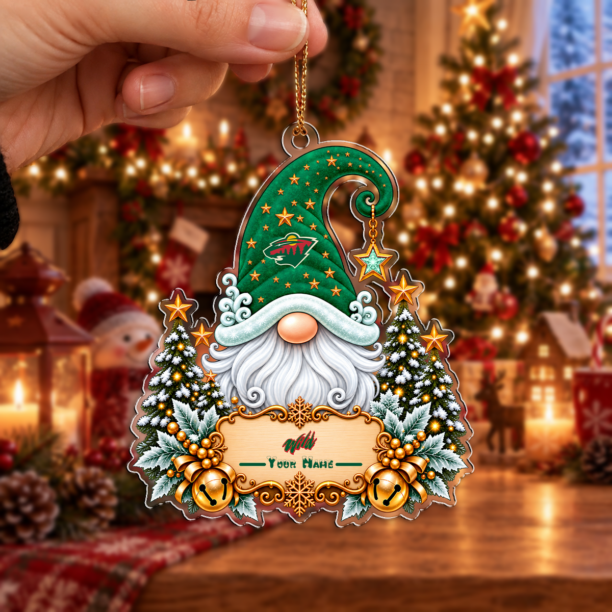 EXCLUSIVE EDITION - NEW CUSTOMIZED NHL13 MNW MINNESOTA WILD CHRISTMAS ACRYLIC ORNAMENT