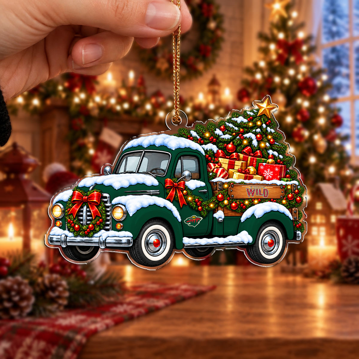 FINAL SALE - NEW CUSTOMIZED NHL13 MNW MINNESOTA WILD CHRISTMAS ACRYLIC ORNAMENT
