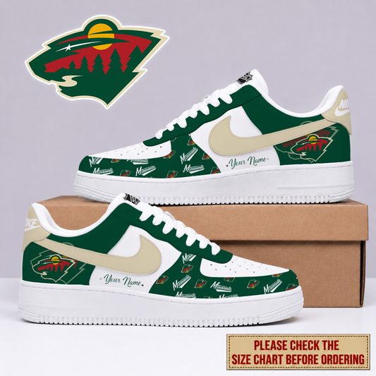 FINAL SALE - NEW CUSTOMIZED NHL13 MNW MINNESOTA WILD AF1 SHOES
