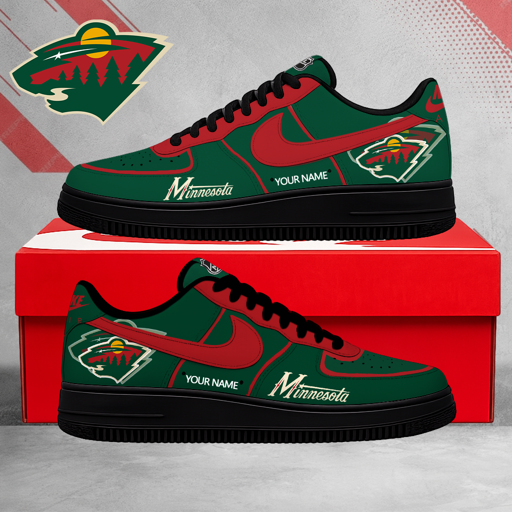 FLASH SALE - NEW CUSTOMIZED NHL13 MNW MINNESOTA WILD AF1 SHOES