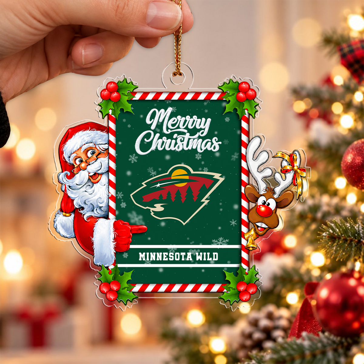 FLASH SALE - NEW CUSTOMIZED NHL13 MNW MINNESOTA WILD CHRISTMAS ACRYLIC ORNAMENT