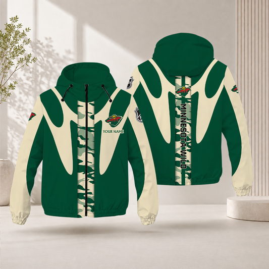 LIMITED EDITION - NEW CUSTOMIZED NHL13 MNW MINNESOTA WILD WINDBREAKER JACKET