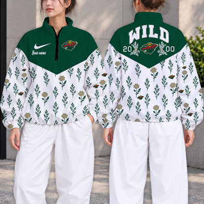 LIMITED EDITION - NEW CUSTOMIZED NHL13 MNW MINNESOTA WILD V-NECK ZIPPER SWEATSHIRT JACKET