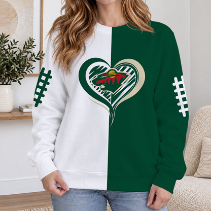 FINAL SALE - NEW CUSTOMIZED NHL13 MNW MINNESOTA WILD RIBBED HOODIE & SWEATSHIRT